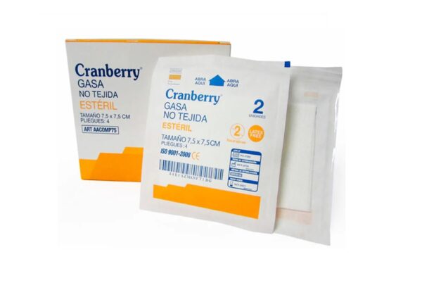 Gasa Estéril No Tejida 7,5 X 7,5 Cranberry - 50 unidades