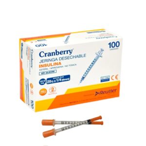 Jeringa Desechable Insulina 29g X 1/4 Cranberry - 100 Un