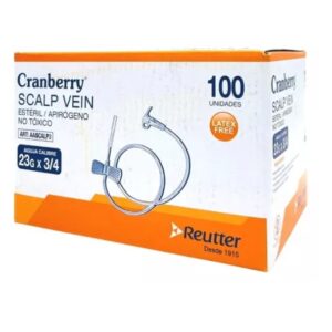 Mariposa Scalp Vein 23G Cranberry - 100 Unidades