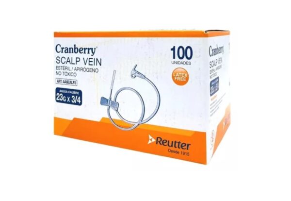 Mariposa Scalp Vein 23G Cranberry - 100 Unidades