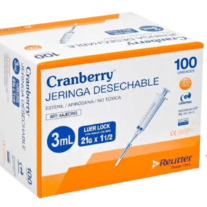 Jeringa Desechable Luer Lock 3ml 21g X 1 1/2 - 100 Unid