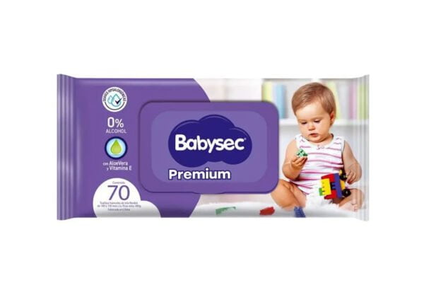 Toallitas humedas Babysec Premium - 70 Unidades