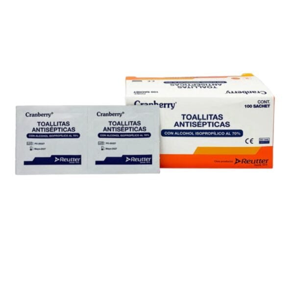 Toallitas Antisépticas con Alcohol 70% - Caja 100 Sachets